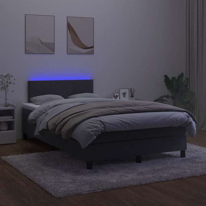 Maison Exclusive - Sommier à lattes de lit et matelas LED noir 120x190 cm velours
