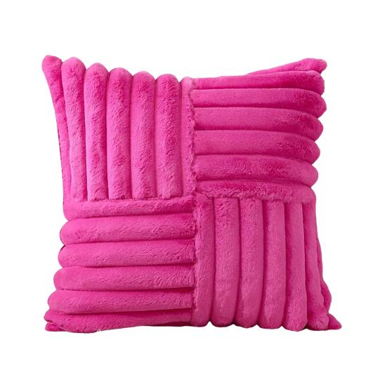 Plush Throw Pillow Cover 18x18 Inch Soft Faux Fur Striped Cushion Cover Machine Washable Fluffy Pillowcase for Sofa Living Room Bedroom Decor