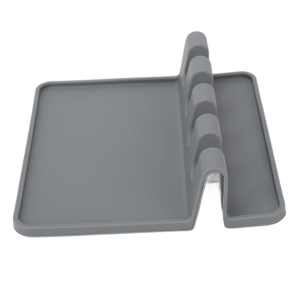 Silicone Utensil Rest Multifunctional Silicone Spoon Rest with Drip Pad for Kitchen Counter Grey
