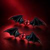 Gothic Hair Clip Set of 2 with Bat Wing Shape and Raised Red Eyeball Decors, Cosplay Barrettes for Theme Party, Stage Show and Party Photo