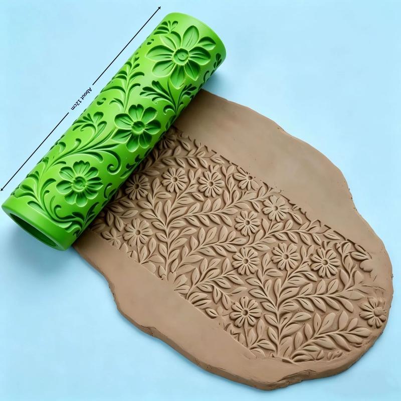 Floral Butterfly Texture Polymer Clay Roller Ceramic Seamless Escape Tool For DIY Creative Making Mold
