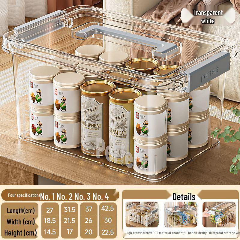 Большой прозрачный ручной ящик для хранения одежды игрушек и закусок - Прочный пластиковый органайзер Small 27x185x14 cm прозрачный белый 1180₽