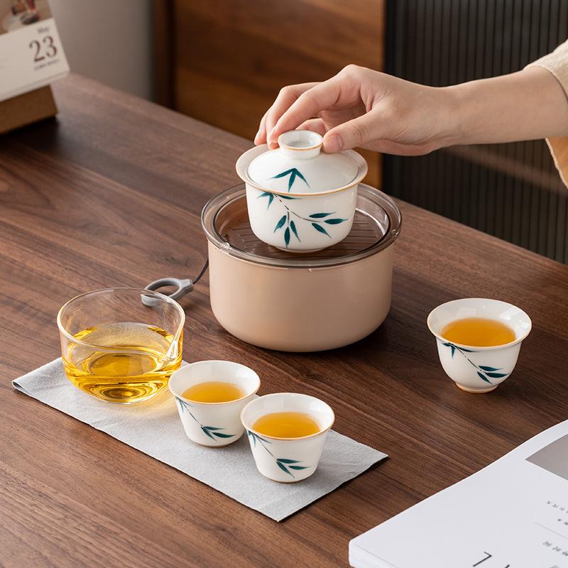 Guochao Light Luxury Travel Tea Set, High-end Business Leader Teacher Father Mid-Autumn Festival Club Holiday Souvenir