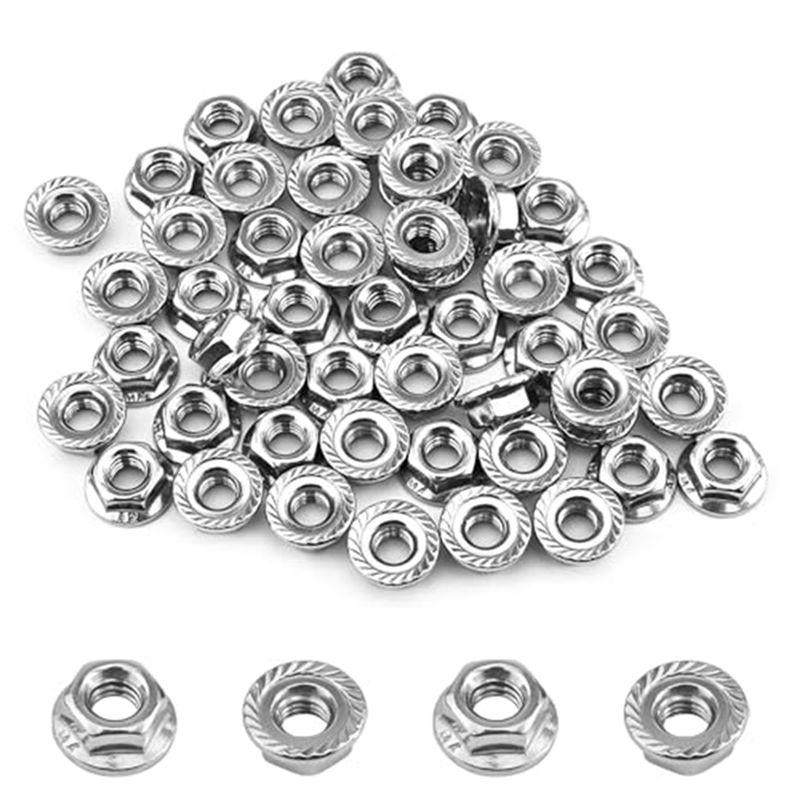 A20F-Serrated Flange Hex Nuts Hexagon Flange Nuts, Locknuts Replacement Nut For DIY Home Mechanism
