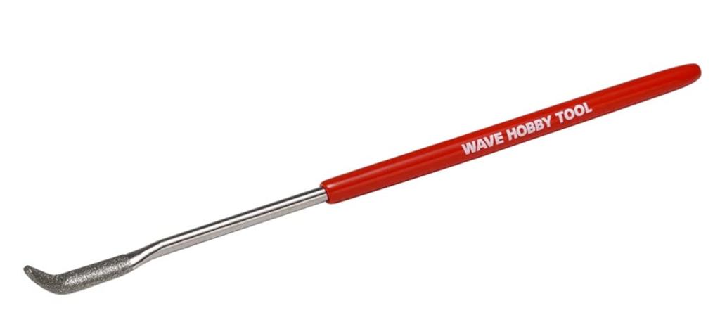 Wave Hobby Tool Series HG Special Shape Diamond Plastic Model Red File, Half-Round/Bent Tip, Tool, HT-672, Grip