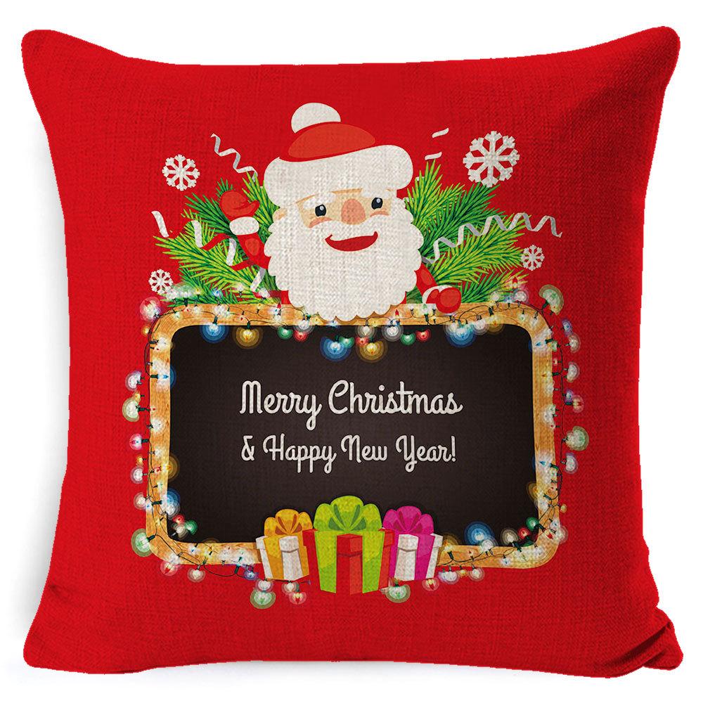 Christmas Celebration Pillow Elk Snowman Festive Cushion Cover Red Sofa Back Cushion Pillow Cover
