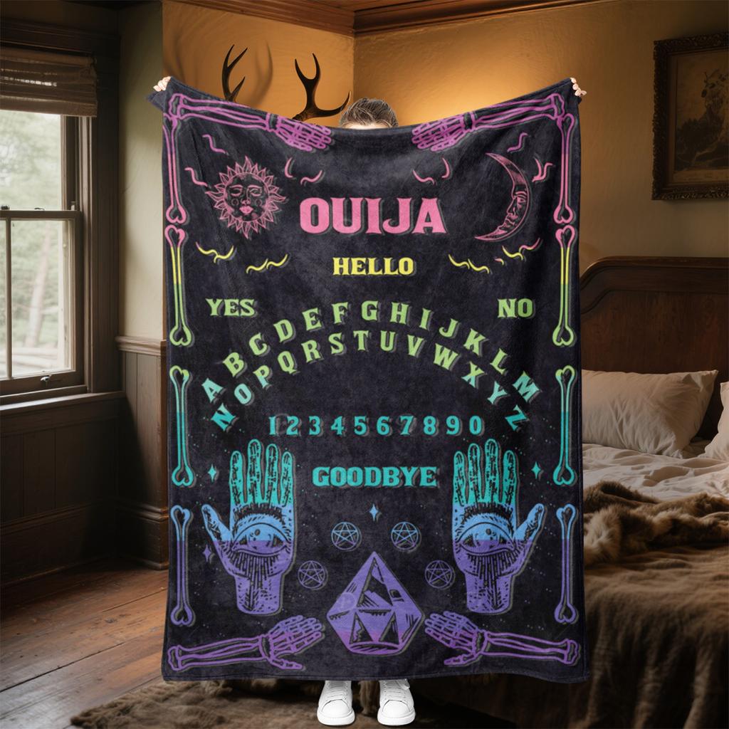 1PC Spirit Board Ouija Print Plush Blanket Perfect All Seasons Soft Comfortable Sofa Office Travel Festive Gift