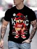 Cotton Short Sleeved Tshirt for Unisex Trend Loose American Print Casual Versatile Couples Top Cartoon Bear Pattern Casual Soft