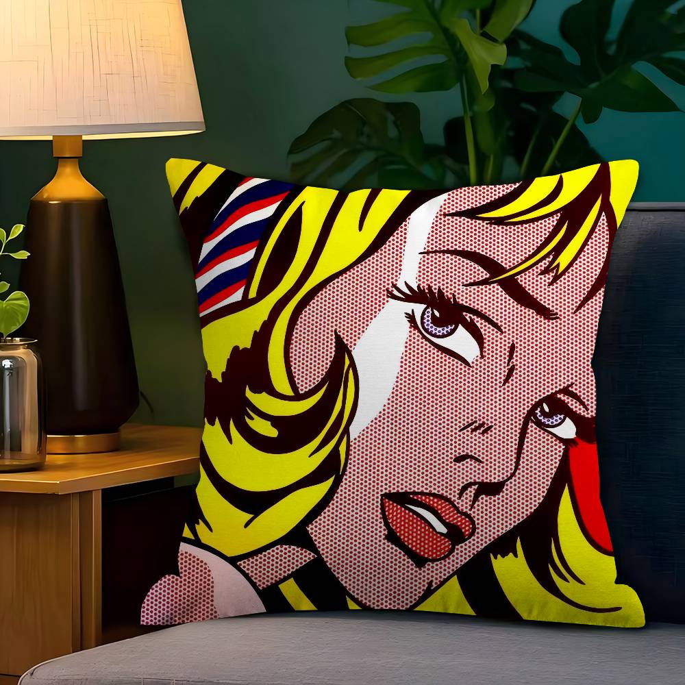 Roy Lichtenstein Pop Art Personalized Picture Text Home Decorative Pillows Household Gifts 45X45Cm