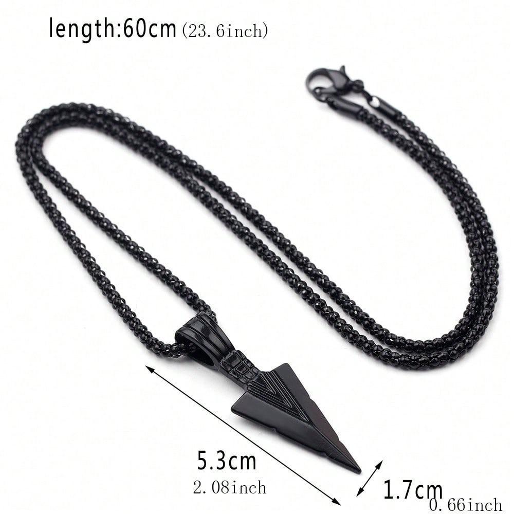 1pc Retro Triangular Spearhead Alloy Arrow Pendant Necklace, Trendy Hip Hop Zircon for Teenagers