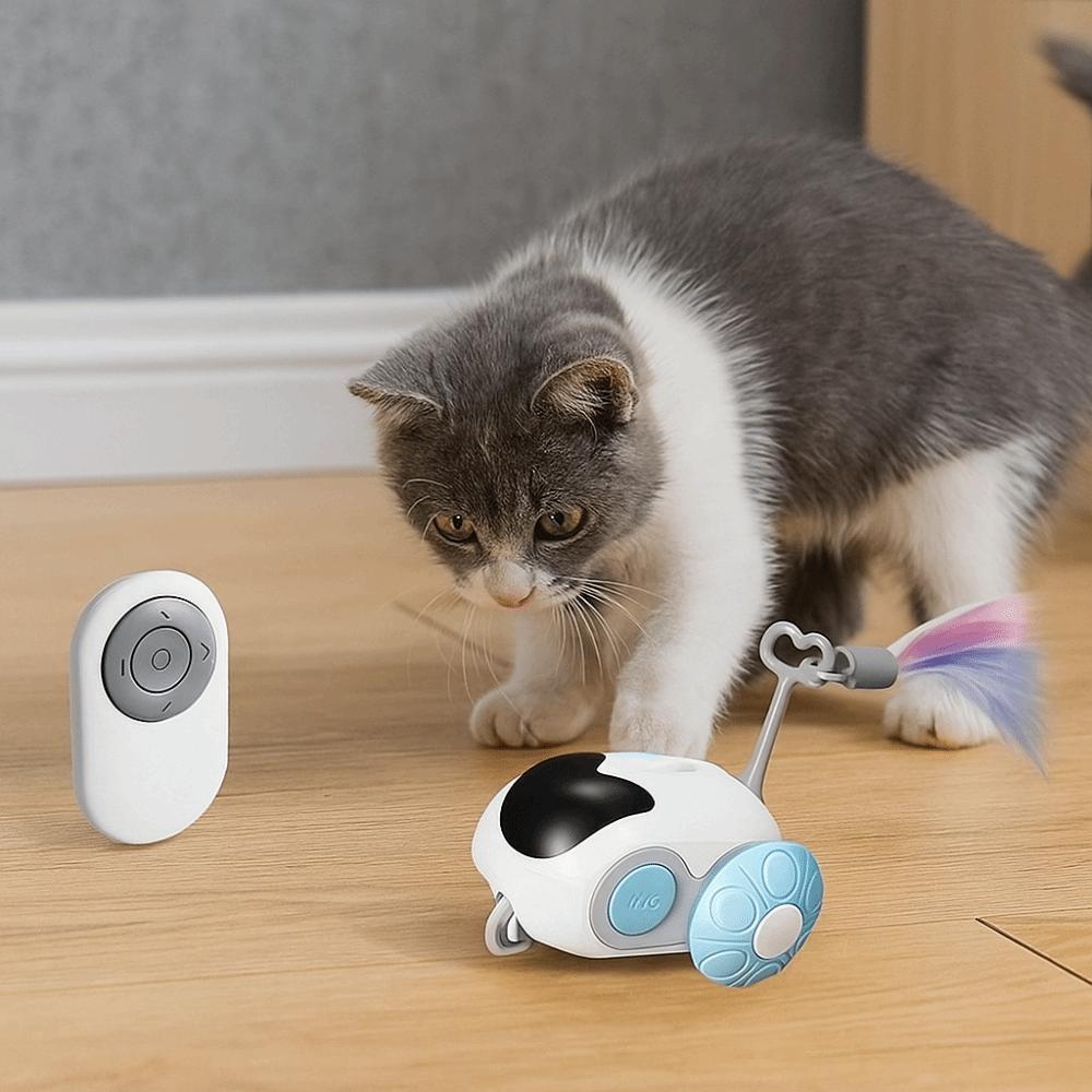 Plastic Turbo Tail Cat Toy Interactive Rechargeable Electronic Smart Cat Toy Automatic Moving Rolling Remote Control Toy Car