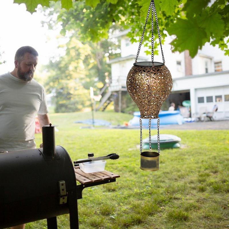 Hot Air Balloon Solar Light Lantern Hot Air Balloon Shape Solar Light Energy-Efficient Weatherproof for Garden Outdoor Lights