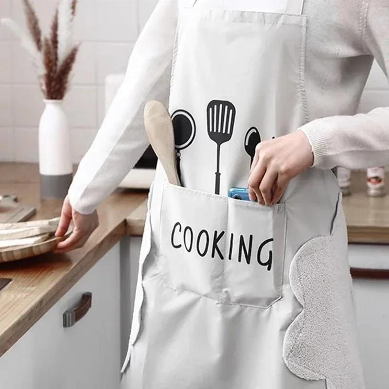 Waterproof Oilproof Apron and Oversleeves Can Wipe Hands Cooking Housework Cleaning Aprons Dirt-resistant Apron Sleeves Sets