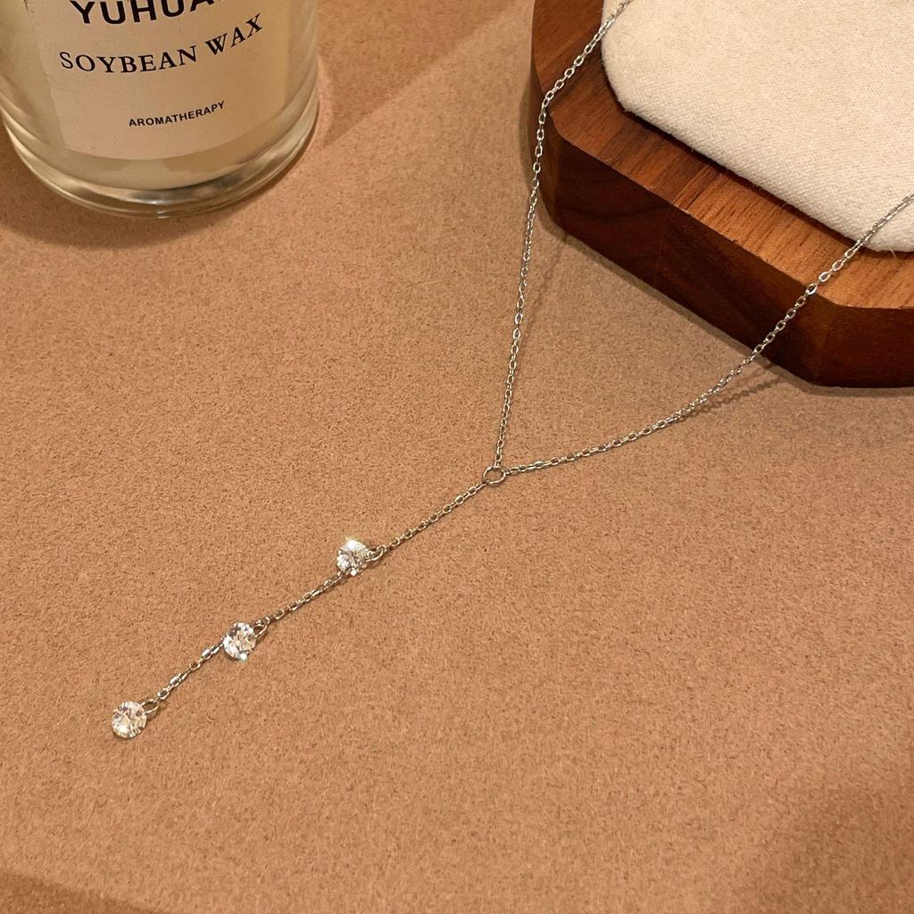18K Goldplattierte S925 Sterling Silber Zirkon Anhänger Halskette - Minimalistisches Quasten Design für Damen