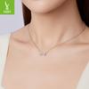 Sparkling Zircon Bow Necklace, Elegant And Luxurious S925 Sterling Silver Necklace Collarbone Chain