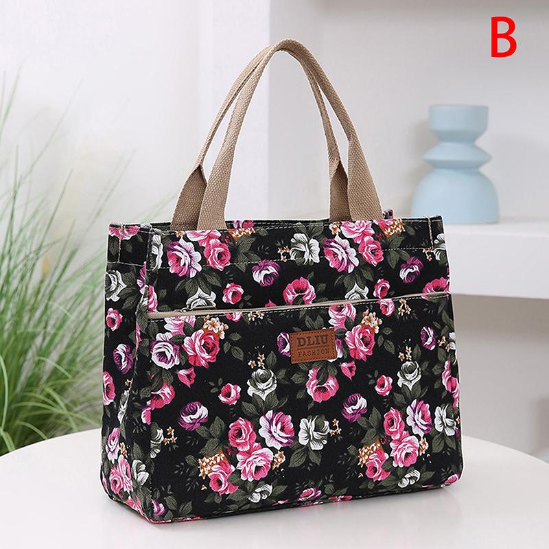 

Сумка-тоут с цветочным принтом, сумка для ланча, портативная холщовая сумка для бенто, женская повседневная сумка, сумка для мамы для работы, путешествий, пикника