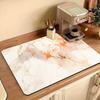 Light Grey Ink Marble Coffee Mat Quick Drying Absorbent Non Slip Coffee Machine Counter Protector Mat Coffee Decor Rug