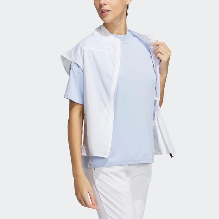 Adidas Solid Color Lightweight Breathable Full Zip Golf Vest Women Vests White HT0020