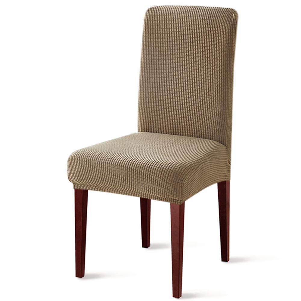 Jacquard fleece middle back chair cover solid color corn kernel chair cover dust-proof hotel banquet dining chair cover dust cover