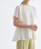 Piero Flare Sleeve Pleated Chiffon Size Ivory Women's Blouse, M,