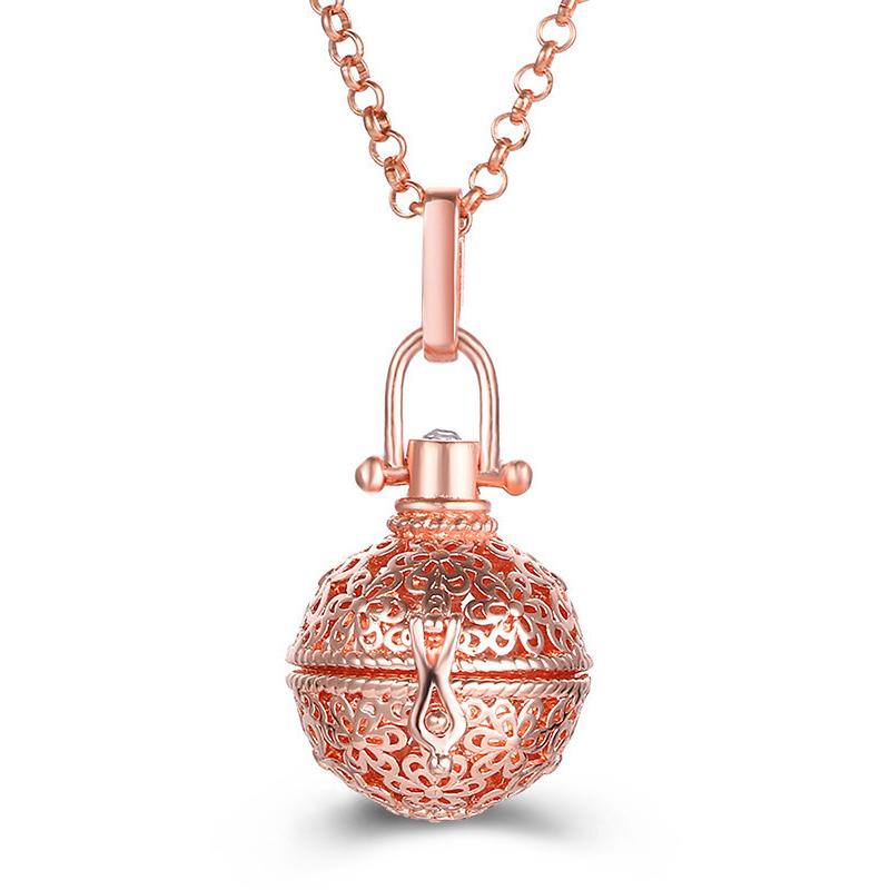Mexico Chime Two-Color Feather Caller Locket Piano Ball Necklace Essential Oil Diffuser Perfume Musical Pendant New Jewelry