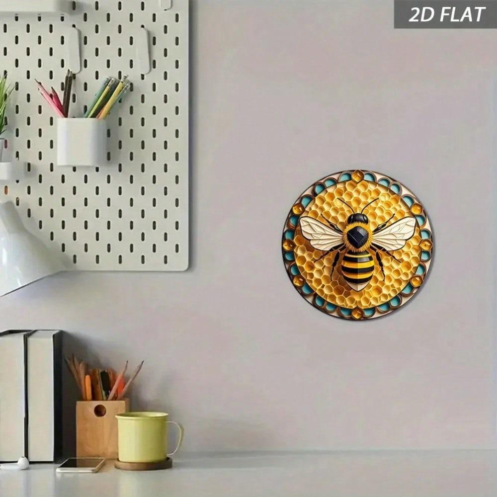 Retro Honeycomb Metal Sign 8x8 Inch Rustic Beekeeping Hexagon Wall Art Kitchen Home Decor