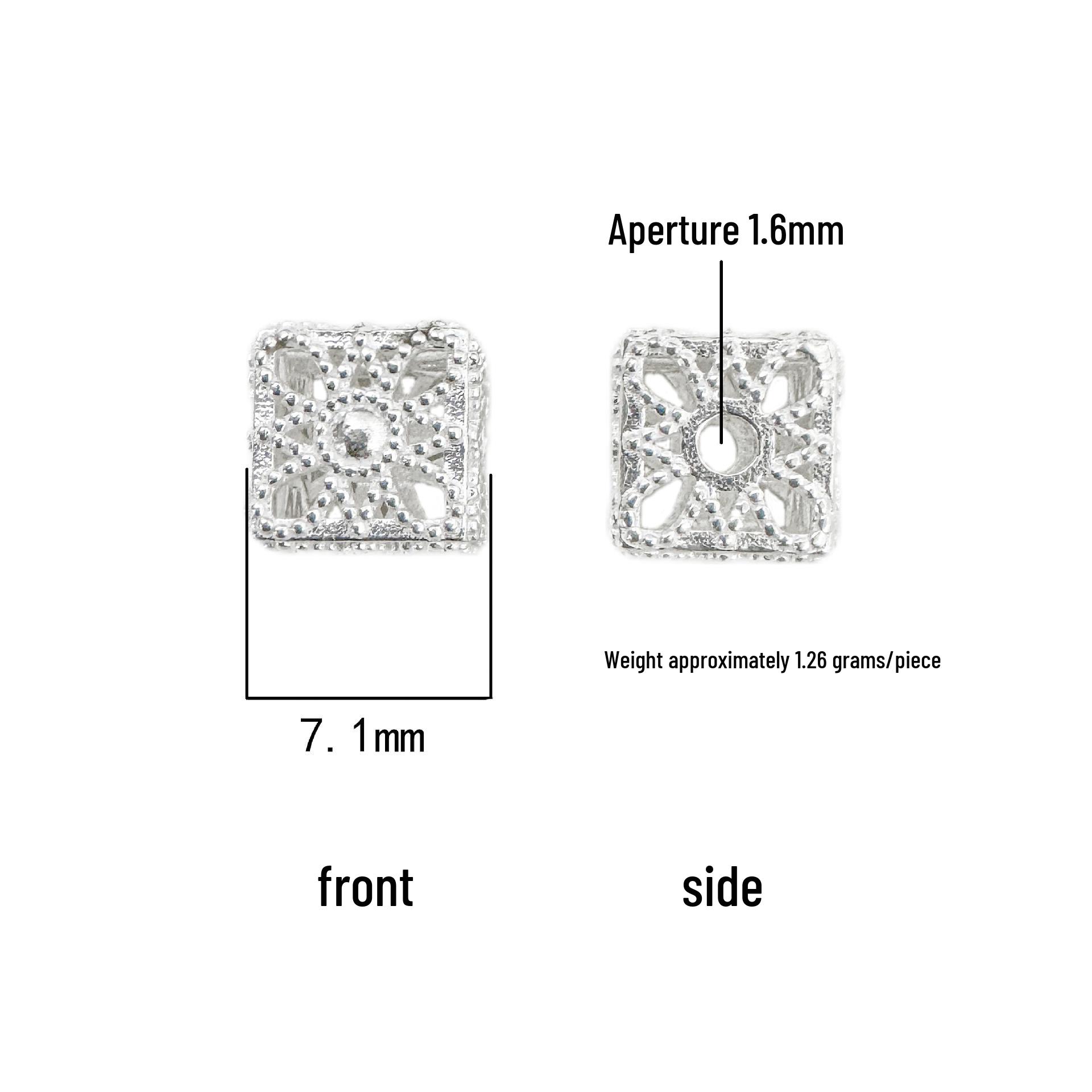 Sterling Silver Patterned Square Spacer Beads for DIY Chinese Style Pendant, Crystal Bracelet, Necklace, Beading, and Rope Weaving. Pure Silver 999