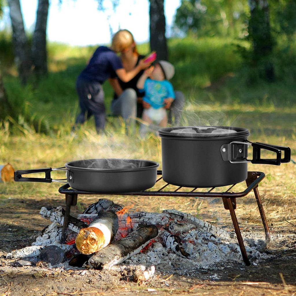2-3 Person Portable Camping Cookware Set: Foldable Pots and Teapot for Outdoor Picnics