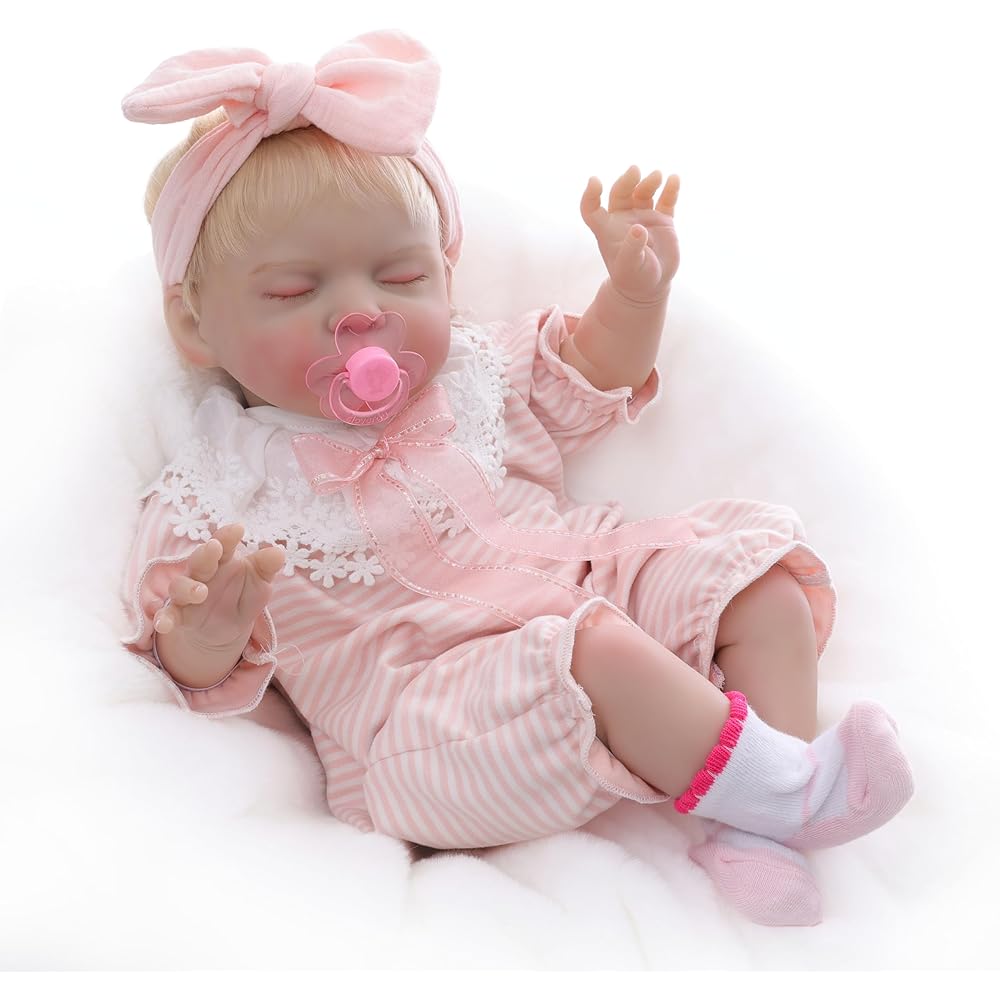 Cloveray 22-Inch Reborn Baby Doll Cute Handmade Realistic Newborn Doll with Changeable Clothes for Collectors and Gifts