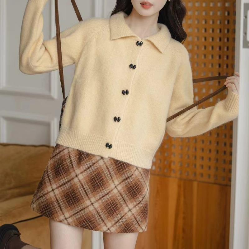 

Осень и зима новый красный мягкий восковой короткий топ с лацканами модный повседневный маленький вязаный кардиган свитер женский One size светло-желтого