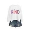 Womens Oversized Cotton Hoodie With Be Kind Cutout Letter Print Fall Winter Casual Sweatshirt