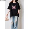 MODIQUE Spring Summer Plus Size New Women Loose Solid Balck Vintage Fashion Print Blouse Shirts Female Casual Oversize Short Sleeve V-Neck Top