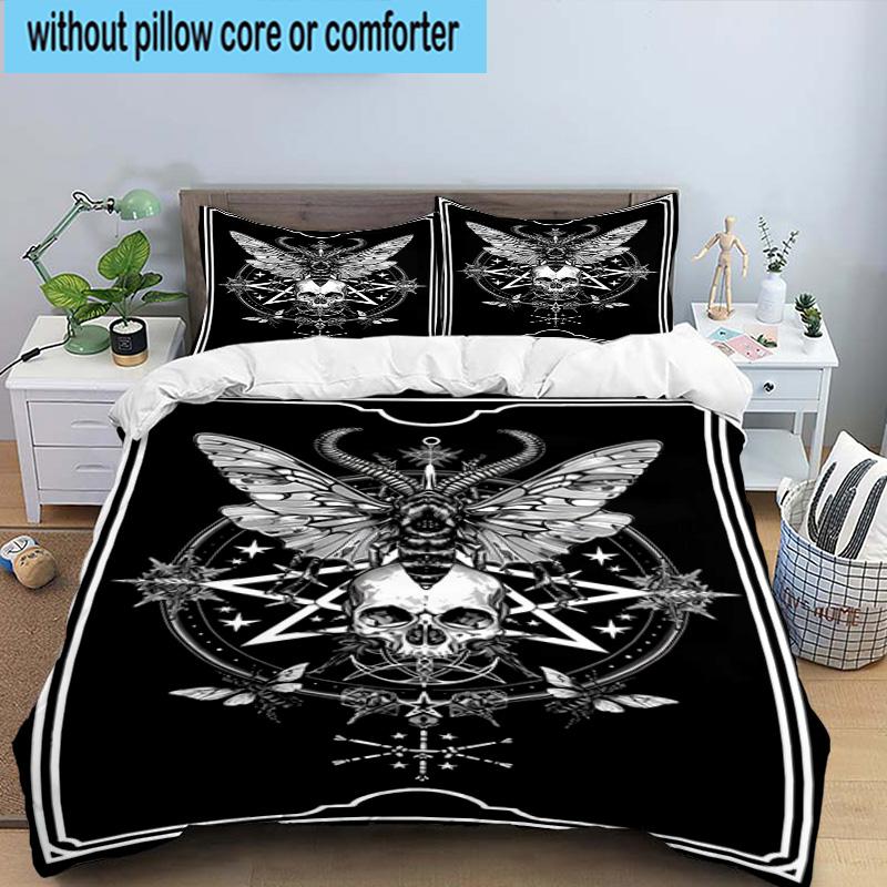 Skull And Serpent Design 3pcs Bedding,Including 1pc Duvet Cover And 2pcs Pillowcases Perfect for Christmas,Ideal for Bedroom, Dormitory