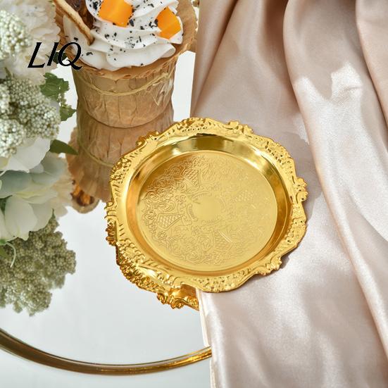 Jewelry Tray Vintage Embossed Stainless Steel Tray, Serving Platter for Desserts, Easy To Clean Storage Organizer, Snack Plate, Dining Table