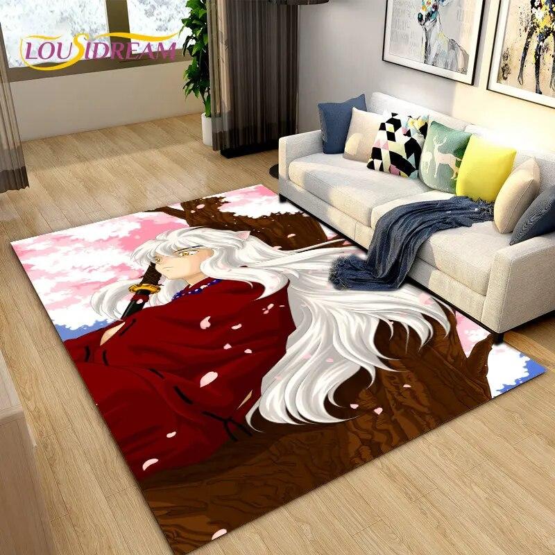 Inuyasha Japan Anime Cartoon Area Rug,Carpet Rug for Living Room Bedroom Sofa Doormat Decoration,Kids Play Non-slip Floor Mat