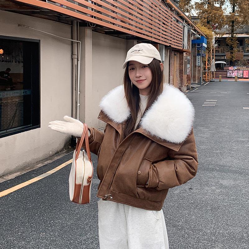 Podzim Zima Zateplená Teplá Parka Dámská Ležérní Jednobarevná Velká Kapsa Volná Krátká Bunda Svrchní Oblečení