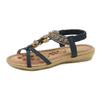 Spring new large-size flat-bottomed flower rhinestone sandals open-toe beach sandals
