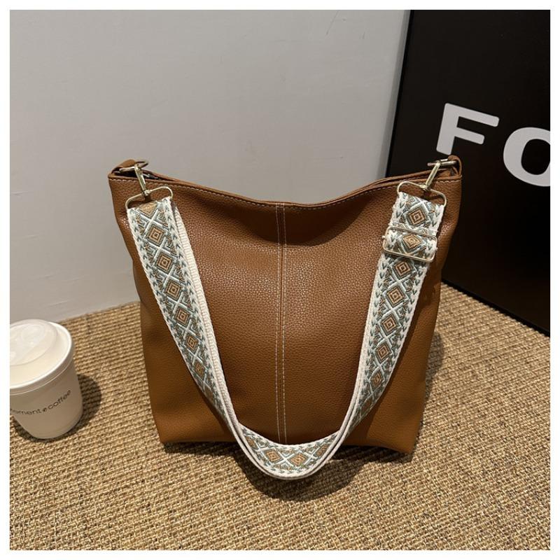 Today's Popular Retro High-texture Bucket Simple Bag Women's Bag Pu Sewing Line Oblique Span Shoulder Armpit Bag