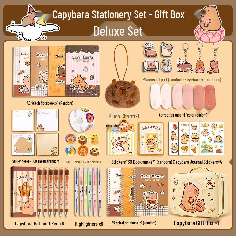 

Набор канцелярских принадлежностей на День защиты детей с капибарой - Набор креативных учебных принадлежностей