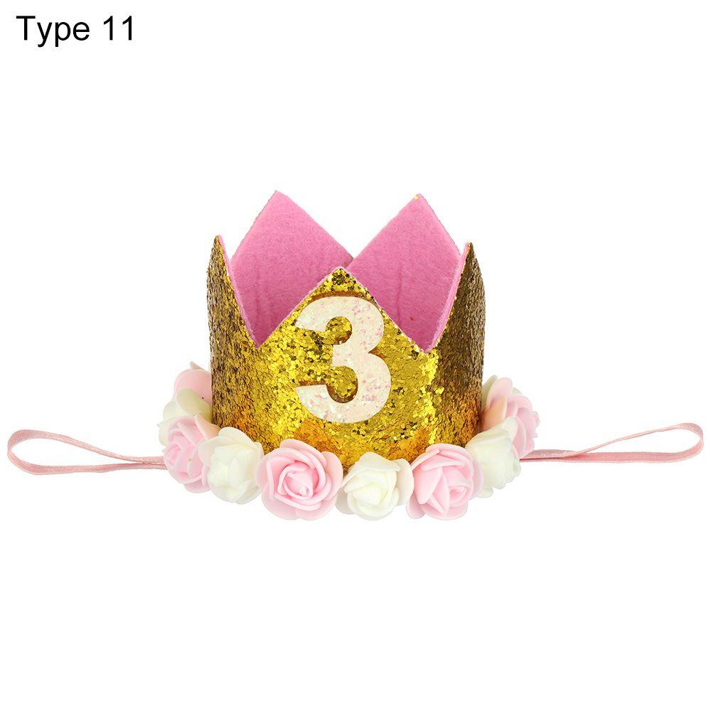 Happy Birthday Party Hats 1/2/3/half/one Baby Crown Prince/Princess Cap Christening Gender Reveal Boy Girl Photography Props