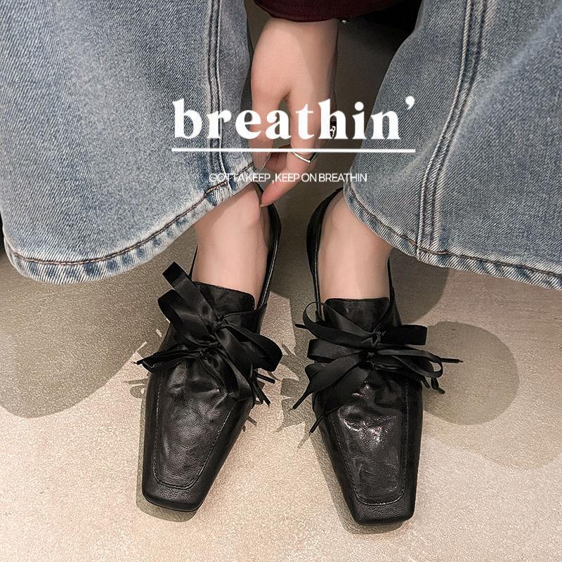 

Cowhide version~ Genuine leather British style lace-up small leather shoes for women s 2025 new retro square head versatile fashion loafers 35