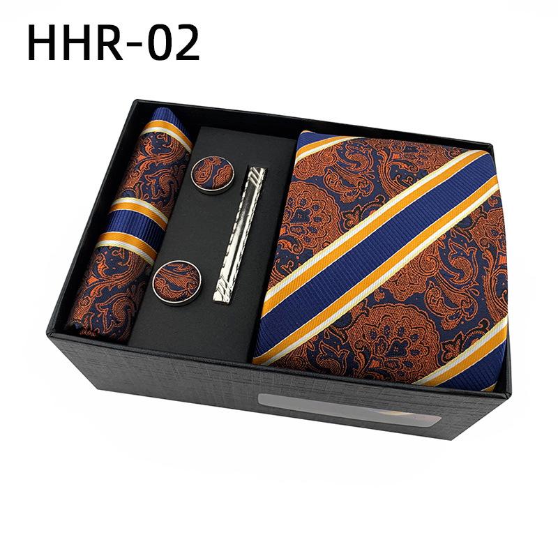 Paisley Men'S Tie Square Cuff Tie Clip Gift Box Set Business Casual Tie Black Gift Box