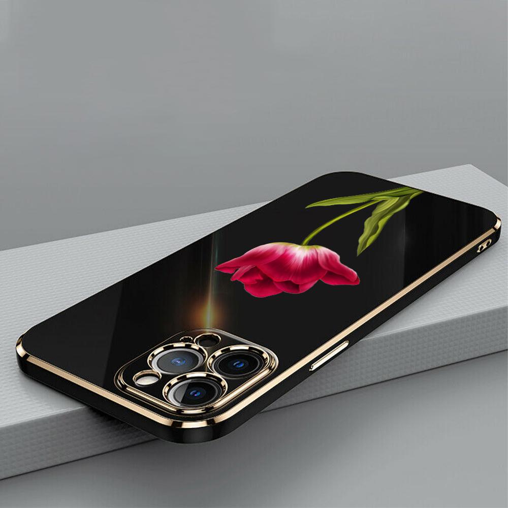 N93 Peony Plating Edge Soft TPU Phone Cases for Samsung A54 A13 A14 S24 Plus S23 Ultra S20 S21 FE A55 A05 A52s Shockproof Cover