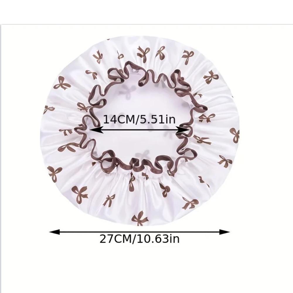 1PC Double Layer Shower Cap Waterproof Reusable Printed Bath Hair Bonnet for Women Ladies Spa Salon Home Travel Use