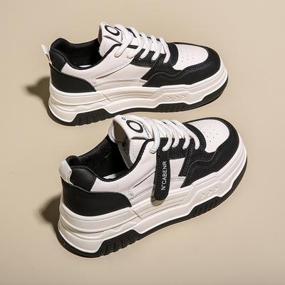 Leather Board Shoes Women's Spring New Thick-soled Heightening White Shoes Children's Versatile Casual Shoes Women's Sports Shoes