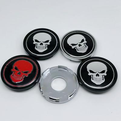 4 Stück Außen-Ø 63MM / Innen-Ø 59MM Totenkopf-Logo-Emblem Auto-Radnabenkappen Zubehör für Räder Nabenkappe Felge Radkappen Mittelabdeckung Ersetzen