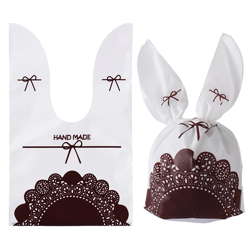 10Pcs Rabbit Ear Bags Cookies Candy Gift Plastic Bags Happy Easter Baking Packaging for Biscuits Snack Party Supplies