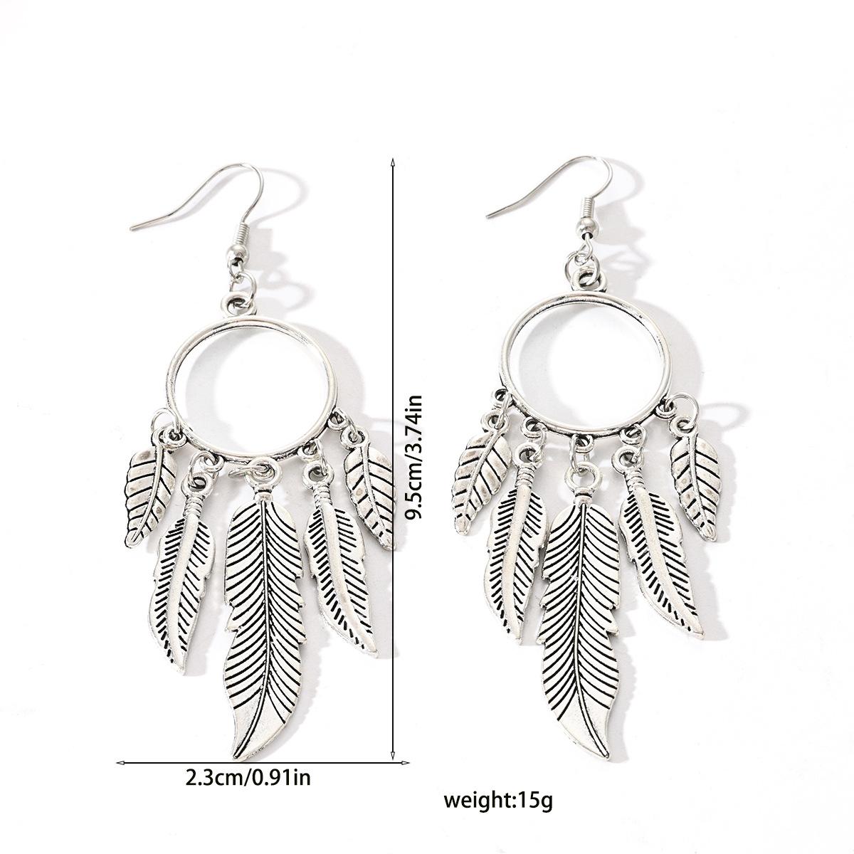 

Vintage Distressed Antique Silver Tassel Turquoise Pendant Earrings for Women, Elegant Holiday Bohemian Long Earrings