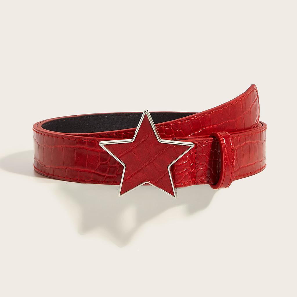 Punk Pu Style Leather Belt With Star Decor And Snap Fastener For Teens Adults