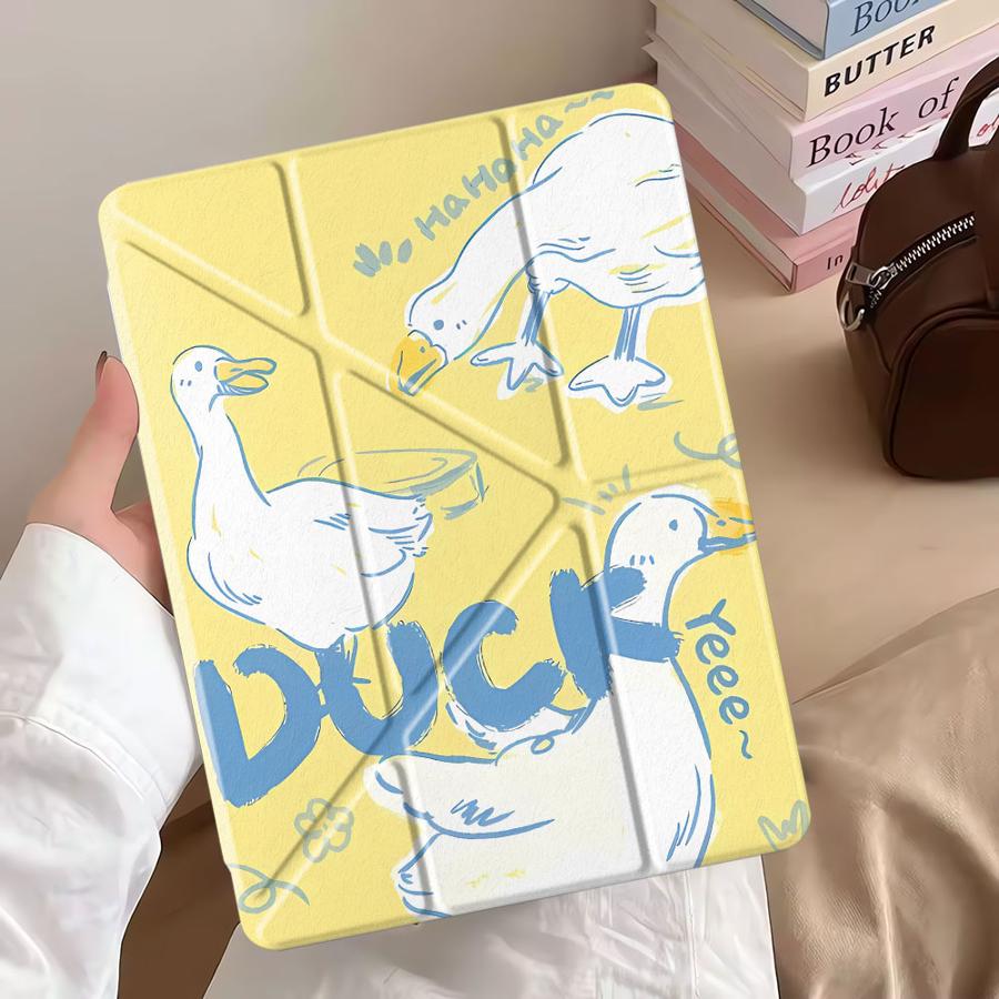 Holder Cover Tablet Case For iPad Pro 11th 10th 9th 8th 7th 12.9inch Mini 6 7 Air 4 5 M3 M2 1 2 M4 11inch Pro 2025 White Duck